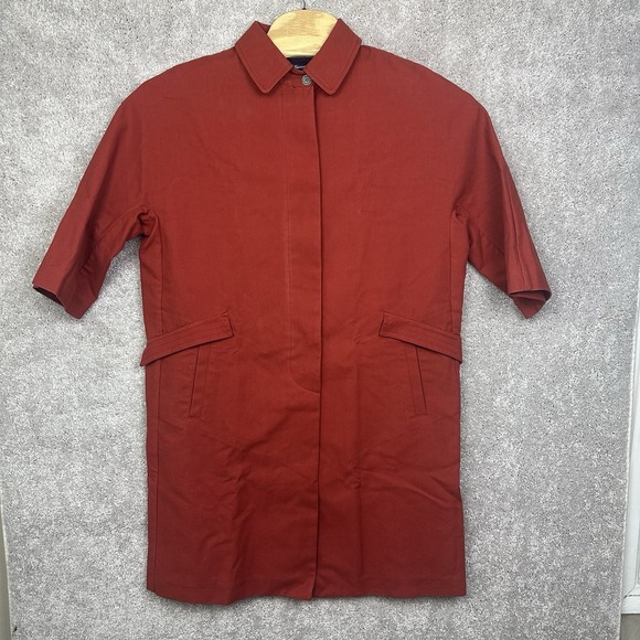 Faconnable Red Orange Cotton‎ Trench Swing Coat Size X-Large - Picture 1 of 9